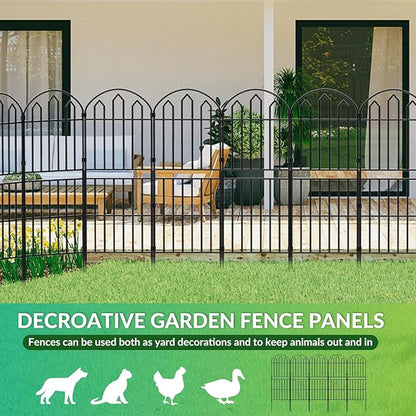 CADUKE Decorative Garden Fence and Fencing 10 Pack, 39in(H) x 10.5ft(L) Rustproof Wire Fence Panels for Dogs, Animal Barrier Fence Flower Edging for Yard, Patio, Outdoor, Arched