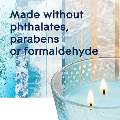 Glade Candle Aqua Waves, Fragrance Candle Infused with Essential Oils, Air Freshener Candle, 3-Wick Candle, 6.8 Oz, 3 Count