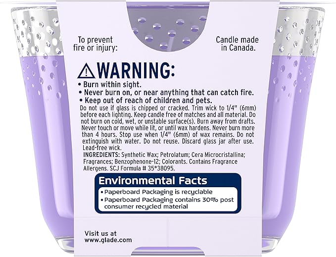 Glade Tranquil Lavender & Aloe 3-Wick Candle, 6.8 Oz, 3 Count