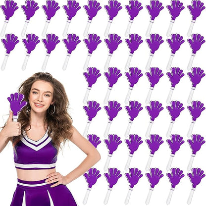 Junkin 48 Pcs Hand Clappers Bulk 7. 5 x 3. 5 Inches Noise Makers Party Favors Clapping Noise Maker Clacker for Birthdays Game Prizes Rewards Football Sporting Events Cheers Supplies (Purple,White)