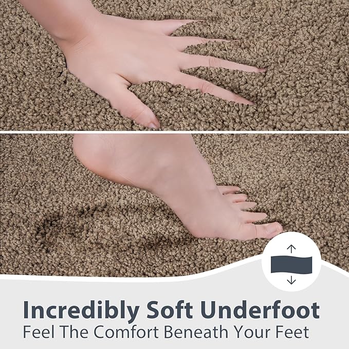 Bathroom Rugs 30" x 46", Non-Slip Extra Soft Absorbent Bath Rugs, Machine Washable Quick Dry Bath Mats for Bathroom Floor, Shower, Bathtub and Sink, Grayish Brown & Coffee