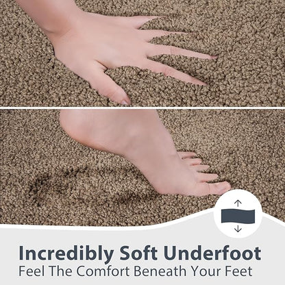 Bathroom Rugs 30" x 46", Non-Slip Extra Soft Absorbent Bath Rugs, Machine Washable Quick Dry Bath Mats for Bathroom Floor, Shower, Bathtub and Sink, Grayish Brown & Coffee