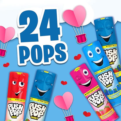 Push Pop Halloween Candy Variety Pack, 24Ct Bulk Individually Wrapped Lollipops for Party Favors in Assorted Flavors, Full Size, Fun Hard Candy For Birthday, Trick or Treat, Halloween Bowls, Gifts