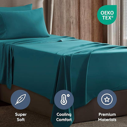Nestl Twin XL Sheet Set - College Dorm Size - Luxury 1800 Ultra-Soft Microfiber Twin Extra Long Bed Sheets - Deep Pockets - Easy Fit - Extra Soft - 3 Piece Set (Twin XL, Teal)