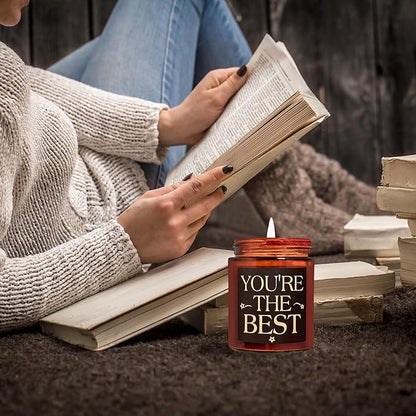 You're The Best Scented Candles - Bestie Gift for Women - Friendship, Birthday, Christmas, Thank You, Appreciation Gifts for Coworker, Best Friend, Sister, Mom - Natural Soy Candle for Home