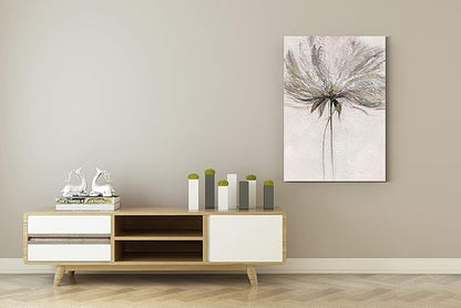 Yihui Arts Hand Painted Abstract Floral Wall Art Pictures Grey White Gold Foil Painting Sand Artwork For Bedroom Decoration