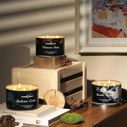 4EVER Scented Candles | 4-Wick 18oz Soy Wax Candle | Up to 50Hrs Clean Burn | Aromatherapy Candles for Home Scented | Gifts for Women & Mom, Smoke Vanilla