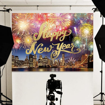 Happy New Year Backdrop,7x5FT New Year Banner 2026 Happy New Year Backdrop Party Decor New Year Eve Party Backdrop Supplies