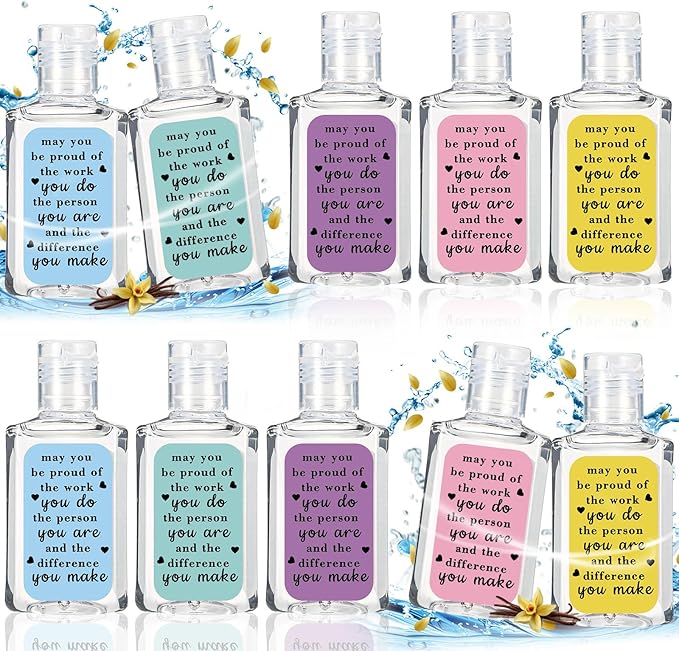 10 Pcs Thank You Gifts for Coworker Mini Hand Sanitize Gel Bulk Scent Hand Sanitizer Travel Size Inspirational Appreciation Gifts for Christmas Party Supplies Friends Teacher Employee