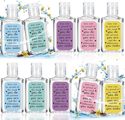 10 Pcs Thank You Gifts for Coworker Mini Hand Sanitize Gel Bulk Scent Hand Sanitizer Travel Size Inspirational Appreciation Gifts for Christmas Party Supplies Friends Teacher Employee