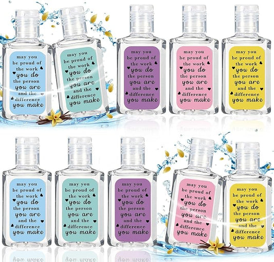 10 Pcs Thank You Gifts for Coworker Mini Hand Sanitize Gel Bulk Scent Hand Sanitizer Travel Size Inspirational Appreciation Gifts for Christmas Party Supplies Friends Teacher Employee