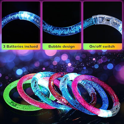 100 Pcs Glow Sticks LED Bracelets, Glow in the Dark Party Supplies for Kids/Adults, Flashing Light up Toys Goodie Bags Basket Stuffers, Neon Accessories New Year Eve Party Favors