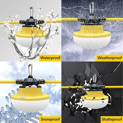 New Upgrade 50FT Construction String Lights LED Industrial Grade Best for Construction Sites,Renovation, Walkways,Patio,Mine cave,Outdoor Lighting Solutions Use,Free for Climbing Hook 3Prong