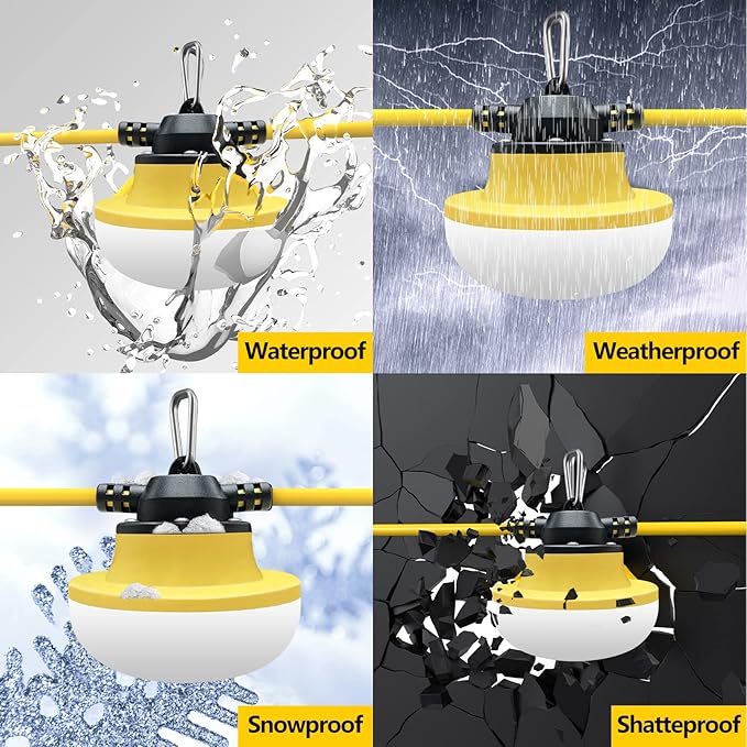 New 200FT Construction String Lights LED Industrial Grade Best for Construction Sites,Renovation, Walkways,Patio,Mine cave,Outdoor Lighting Solutions Use,Free for Climbing Hook 3Prong