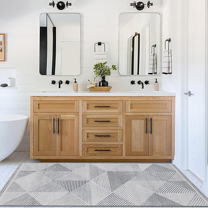 ReaLife Rugs Machine Washable Area Rug Runner - Living Room Bedroom Bathroom Kitchen Entryway Office - Padded Low Pile Stain Resistant Premium - Modern Geometric Contemporary - Miles - Gray 2'6" x 6'