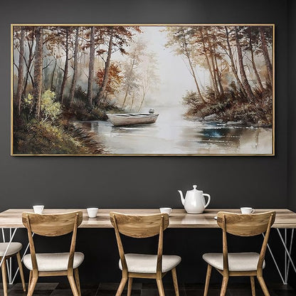 KLAKLA Vintage Framed Wall Art - Paintings with Frame Canvas Antique Wall Decor Retro Landscape Tree Picture for Living Room Prints Artwork for Walls Bedroom Office Home Decoration - 40x20 Inches