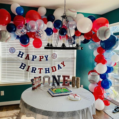 Red White Blue Balloons, 60pcs Pearl Navy Light Blue Matte Red White Confetti Helium Latex Balloons for Patriotic Veterans Memorial Day Baseball Nautical Theme Birthday Baby Shower Party Decorations