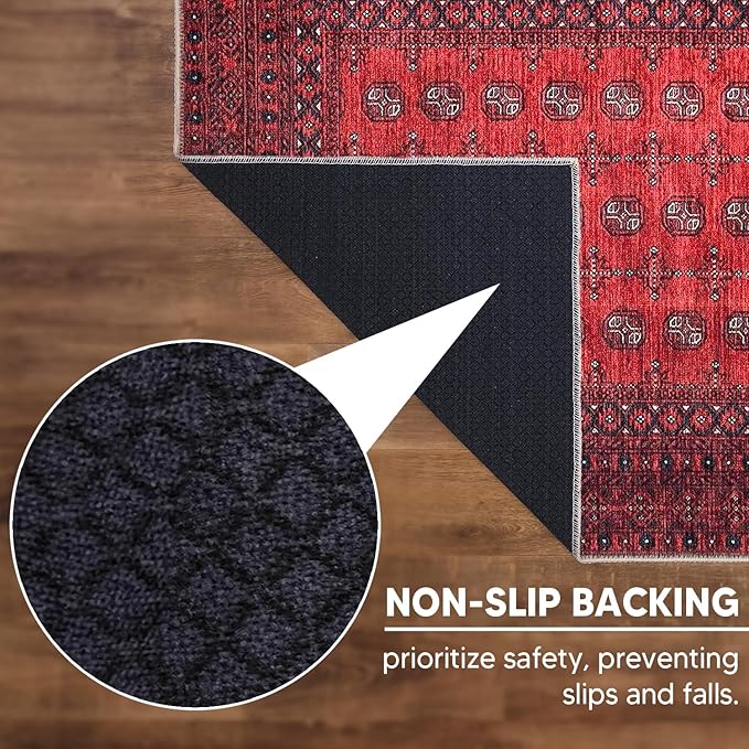 Keen Home Design 2x12 Rug - Machine Washable Runner Rug with Non-Slip Backing, Ideal for Hallway, Entryway, Kitchen, Laundry Room - Vintage, Easy Clean, Durable, Low Pile - (2'6" x 12')