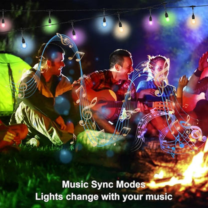 EMANER Outdoor String Lights Color Changing, 96ft Wi-Fi APP String Light Music Sync with Remote, Alexa Google Home Compatible, Infinite Color Smart String Light Dimmable for Halloween Decoration