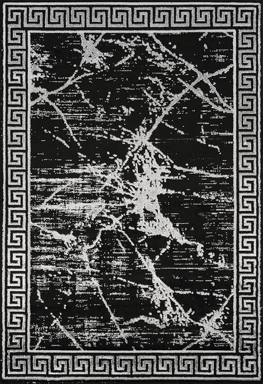 GLORY RUGS Area Rugs Marble 2x7 Black Gray Carpet Modern Abstract Rug Living Room Dining Bedroom Rug
