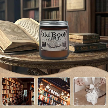 Old Book Candle, Book Lovers Gifts Ideas for Readers, Reading Accessories, Bookish Present, Birthday Gifts for Women, Bookworm, Librarian, Men
