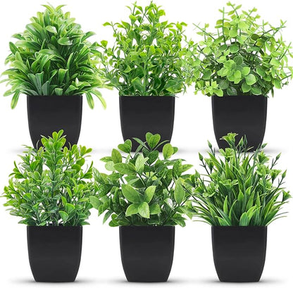 Der Rose 6 Pack Fake Plants Mini Artificial Plants for Home Office Farmhouse Bathroom Shelf Decor Indoor