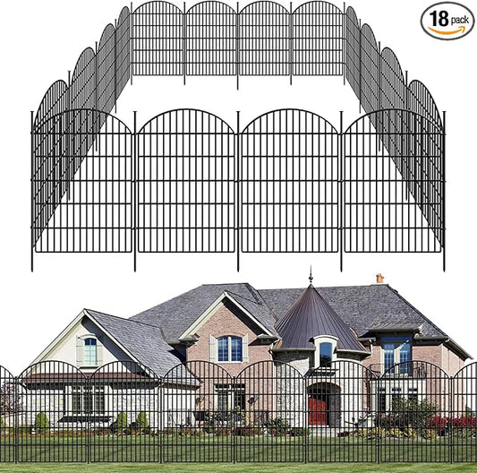 18 Panels Decorative Garden Fence, 33in (H) x 40.16 (L) No Dig Dog Fences Outdoor for Yard, Rustproof Tall Fencing Panel, Animal Barrier Suitable for Yard Border, Patio, and Temporary Camping Use
