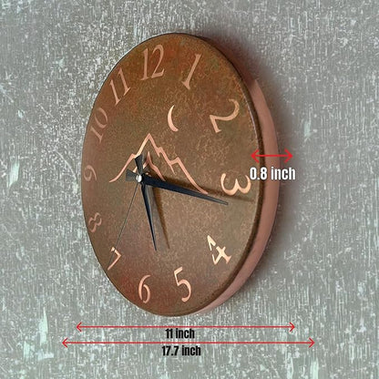 Handmade Pure Copper Wall Clock for Home Decoration, Decor Clock for Living Room, Bedroom and Kitchen, Rustic Decorative Mural Clock Art for Farmhouse (Rusty Landscape, 17.7)
