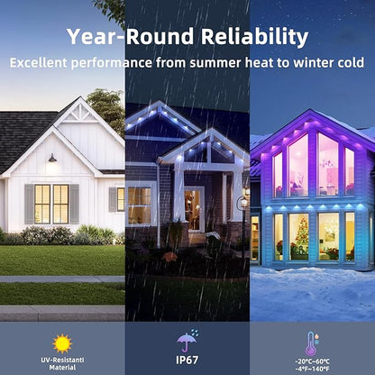 150FT Permanent Outdoor Lights, RGB LED Eaves Lights with App/Remote Control,Waterproof Smart String Lights for Christmas and All Holiday Decor,Daily and Party Lighting,House Roof and Garden Lighting