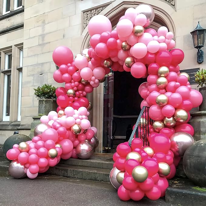 PartyWoo Mauve Balloons 50 pcs 12 Inch Dark Hot Boho Pink Balloons for Wedding Baby Shower Gender Reveal Valentine's Day Bridal Shower Graduation Birthday Party Decorations Pink-F02