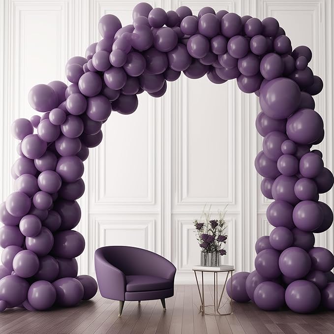 130PCS Lilac Balloons, 18/12/10/5 Inch Latex Balloons with Ribbon, Party Balloons for Birthday Wedding Graduation Baby Shower Decorations