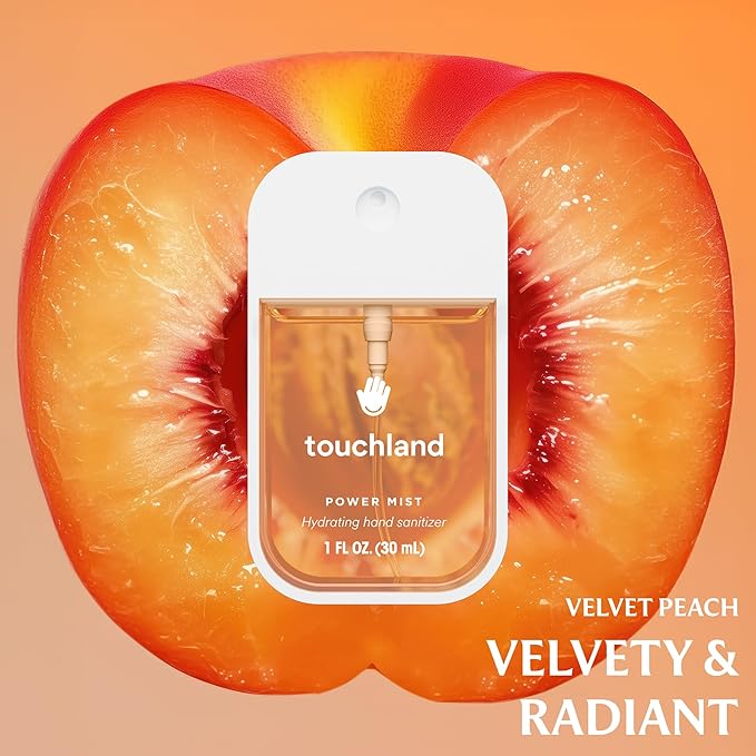 Touchland Power Mist Hydrating Hand Sanitizer Spray, BLOSSOM 5 Set (Lavender, Vanilla, Rainwater, Peach, Applelicious), 1 FL. OZ. Travel Size (Set of 5)