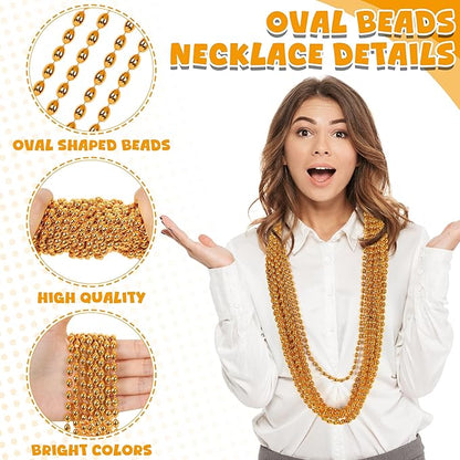 100PCS Bead Necklace, Orange Oval Halloween Beaded Necklace Party Favors, 32" Mardi Gras Bead Necklaces, Festival Parade Orange Throw Accessories for Mardi Gras Halloween Events Celebrations Decor