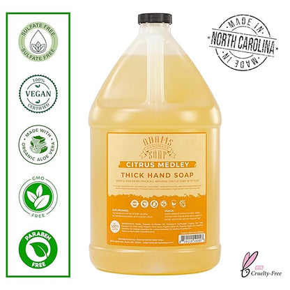 Adams Handmade Soap Thick Organic Castile Liquid Hand Soap 1 Gallon Refill - Citrus Medley