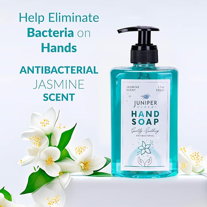 Antibacterial Hand Soap with Pump, Jasmine Scent, Liquid Hand Soap 17 Fl Oz (Pack of 6)