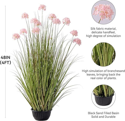 48in Lifelike Artificial Tall Grass Plant with 12 Lifelike Dandelion Flower and Non-Toxic,odorless Fake Tall Frass Plant Fake Plants for Indoor Decoration,Home Decor