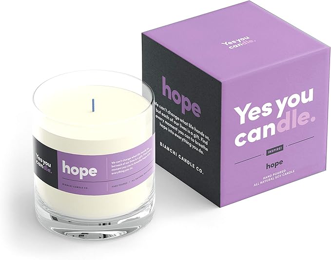 Hope, Inspirational 8oz Highly Scented Candle, Soy, Made in USA, Great Message, Pure Essential Oils, Perfect Gift, Aromatherapy, 100% Pure, Vanilla and Sandalwood