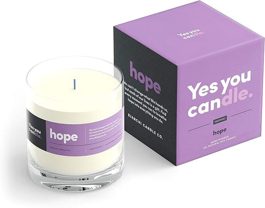 Hope, Inspirational 8oz Highly Scented Candle, Soy, Made in USA, Great Message, Pure Essential Oils, Perfect Gift, Aromatherapy, 100% Pure, Vanilla and Sandalwood