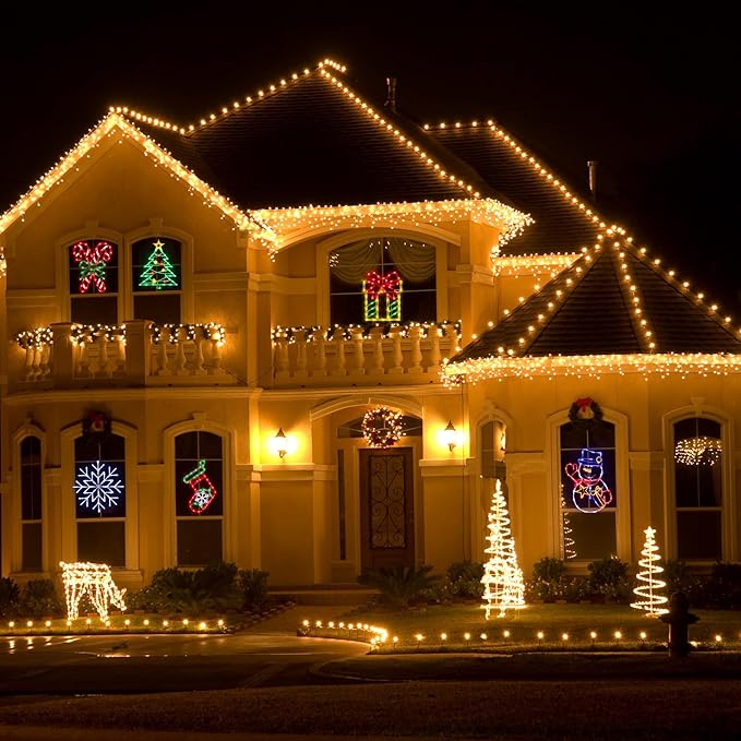 16" Christmas Window Silhouette Lights - 6 Pack Colour Lighted Snowflake, Gift Box, Christmas Tree, Christmas Stocking, Snowman, Candy Cane for Holiday Indoor and Outdoor Wall Door Window Decorate