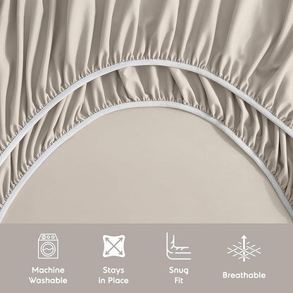 Nestl King Sheet Set - Luxury 1800 Ultra-Soft Microfiber King Bed Sheets - Double Brushed - Deep Pockets - Easy Fit - 4 Piece Set - Bedding Sheets & Pillowcases (King, Linen)
