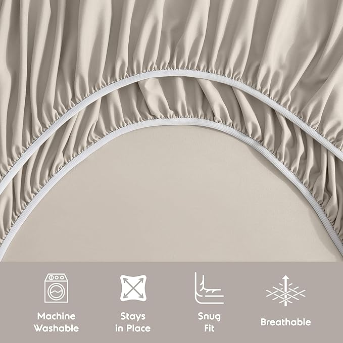 Nestl Split King Sheet Set - 1800 Ultra-Soft Microfiber Bed Sheets - Double Brushed - Deep Pockets - Easy Fit - 5 Piece Set - Bed Sheets & Pillowcases (Split King, Linen)