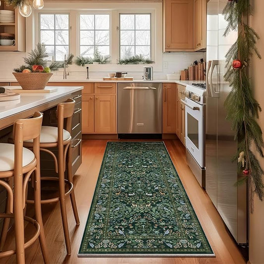 Washable Runners for Hallways Kitchen Rugs: 2'6"x8' Runner Rug Stain Resistant Non Slip Low Pile Soft Carpet Runners Rug for Entryway Hallway Bedroom Kitchen Indoor Laundry Room