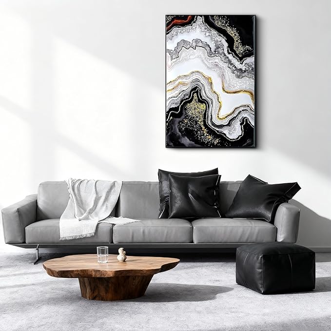 YPGEAME Bedroom Wall Decor, Marble Texture Wall Art, Metallic Gloss Finish, for Bedroom, Living Room, Bathroom, and Office Decor, 28×40 in
