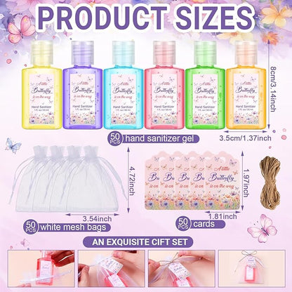 Frienda 24 Sets Butterfly Baby Shower Hand Sanitizer Gift Set Travel Size Hand Sanitizer Gift Bulk Mini a Little Butterfly Is on the Way for Baby Shower Gender Reveal Appreciation Guest Gifts