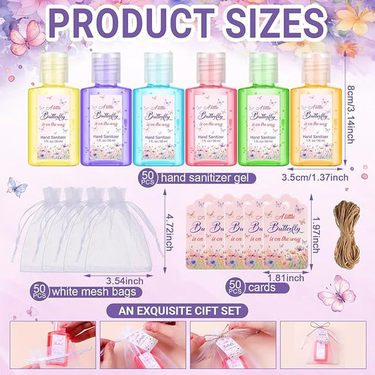 Frienda 24 Sets Butterfly Baby Shower Hand Sanitizer Gift Set Travel Size Hand Sanitizer Gift Bulk Mini a Little Butterfly Is on the Way for Baby Shower Gender Reveal Appreciation Guest Gifts