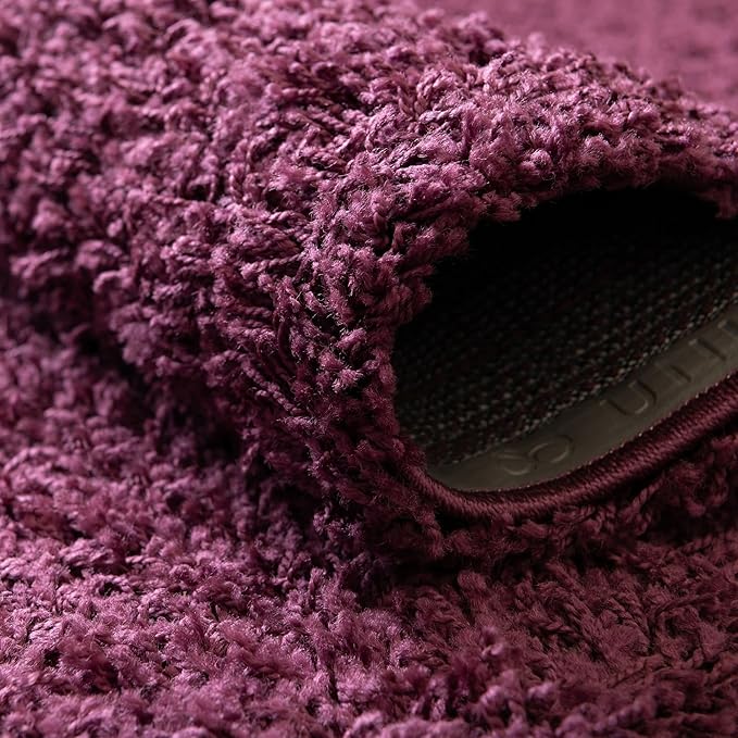 Unique Loom Solid Shag Collection Area Rug (8'x 11' Rectangle, Eggplant Purple)