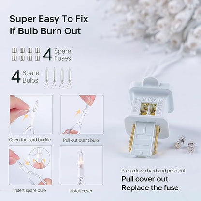 100 Count Clear Christmas Lights White Wire,23Feet Incandescent Clear Mini Lights,Connectable Indoor Outdoor Christmas Tree String Lights,Birthday,Holiday,Party,Wedding,Xmas,Warm White