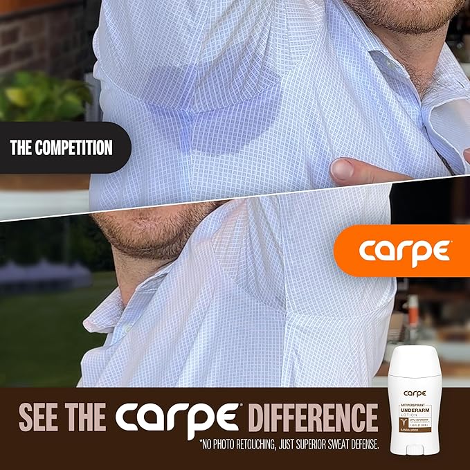 Carpe Underarm Antiperspirant and Deodorant, Clinical strength with Sandalwood scent, Combat excessive sweating Stay fresh and dry, Great for hyperhidrosis (Pack of 3)