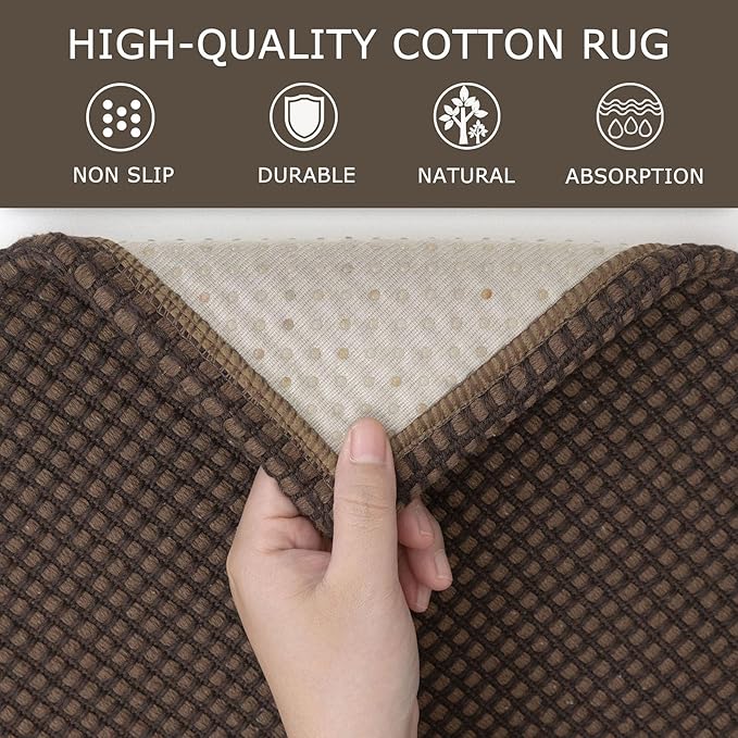 KOZYFLY Extra Long Runners for Hallways 3x14 ft Washable Kitchen Runner Non Slip Rubber Backed Hallway Rug Cotton Entryway Runner Rug Floor Carpet for Indoor Hall, Kitchen, Stair, Reddish Brown/Coffee