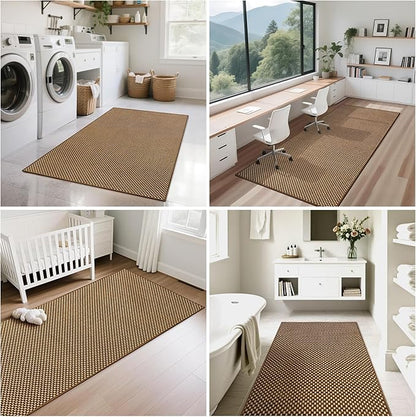 YDKGL 3x5 ft Area Rug Entryway Runner Rug Non Slip Washable, Boho Woven Kitchen Runner Rugs Door Mat Entry Rugs Carpet for Indoor Foyer Backdoor Hallway Floor Bedroom Living Room, Dark Brown/Coffee